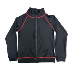 Raqua RSMOKU Girls' Heathered High Neck Rash Guard, No Hood, black red stitch boys