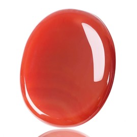 AWARDSEN Carnelian Thumb Worry Stone Healing Stones Crystal, Red Oval Shaped Bag Natural Gemstone for Wiccan Deliveries, Anxiety Stress Relief, Fortune Telling, Reiki Healing, Energy Balancing