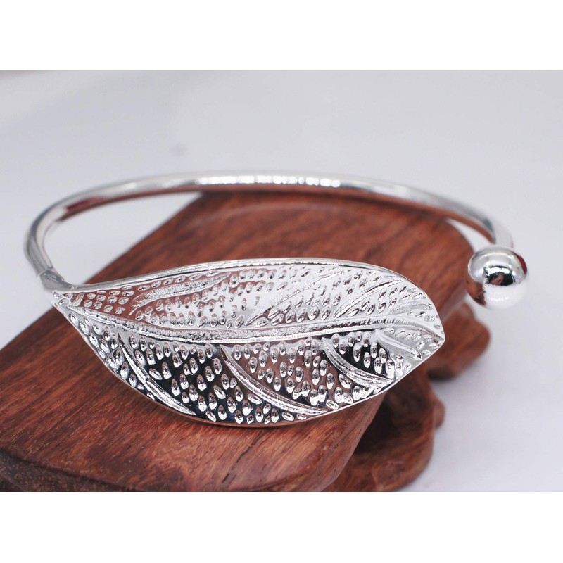 Yuren 925 Sterling Silver Leaf Charm Bracelets & Bangles for