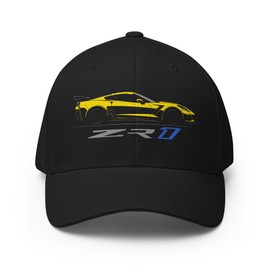C7 Corvette ZR1 Flexible Fitted Cap Racing Yellow Tintcoat Supercar Silhouette Tribute hat
