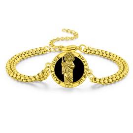 YueYuan Saint Jude Bracelet 925 Sterling Silver Saint Jude Jewellery Amulet for Men Color: Gold