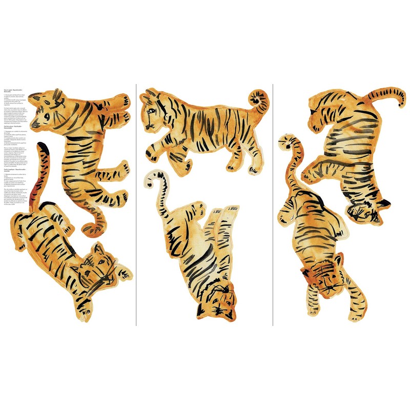 Tempaper Watercolor Tiger Peel and Stick Wall Decals, Orange &