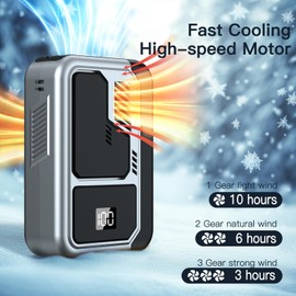 Andwing Portable Neck Fan Rechargeable 3 Speeds Personal Fan, 4-in-1 Portable Waist Fan, Hands-Free Waist Clip for Work Outdoor Travel (Grey)