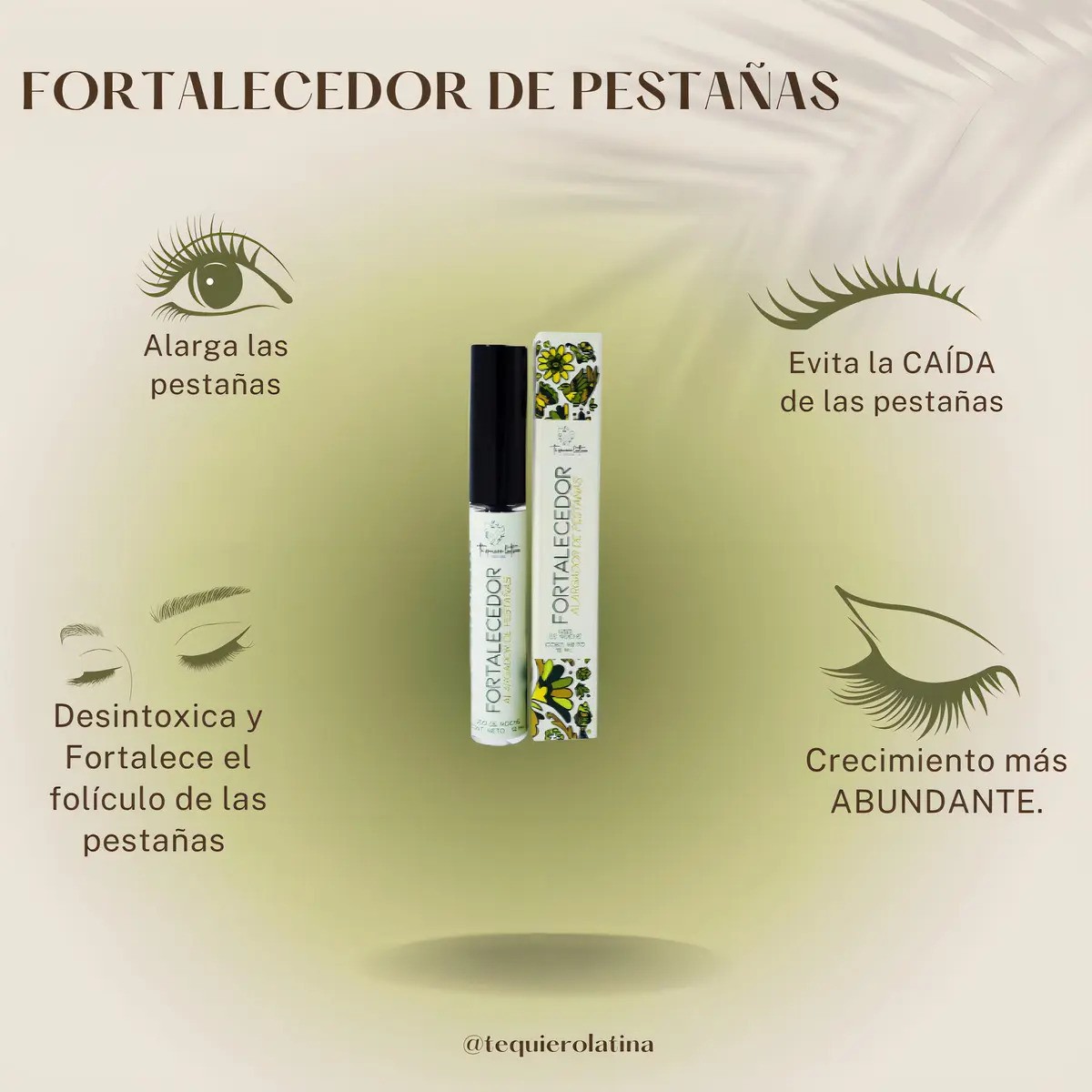 Te Quiero Latina Sérum Crecimiento Pestañas y Cejas con Aceites Naturales