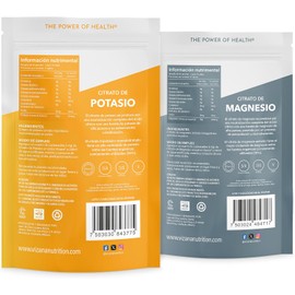 VIZANA NUTRITION Citratos de Magnesio y Potasio en Polvo 200g, (Pack-2 Bolsas de 100gr), Origen Citrato: Alemania