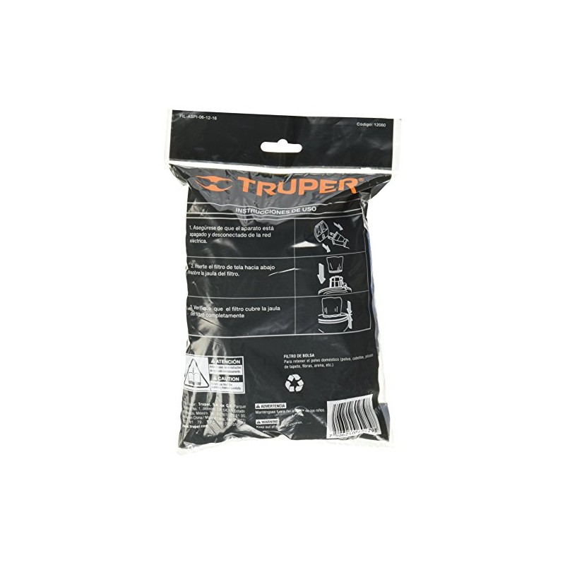 Truper FIL-ASPI-G2, Bolsa con 3 filtros de tela, aspiradoras 5-16