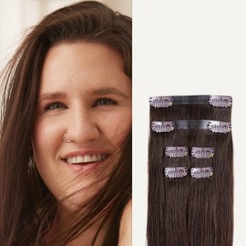 Luxy Hair 20" Chocolate Brown Thinning Hair Fill-Ins Clip-In Hair Extensions (95 grams) 100% Remy Human Hair, Coverage for Thinning Hair, 6-Piece Set, Blends Easily