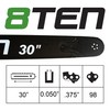 8TEN 30 Inch Chainsaw Guide Bar .050 3/8 98DL Chain