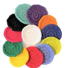 Handmade Round Dish Scrubbers - Single Layer - Nylon Yarn - Set of 3 - Reusable - Sponge - Scouring Pad - Kitchen Helper - Exfoliating Pad
