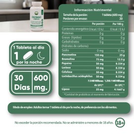 Enzimas Digestivas Lactasa Lipasa Caps Suplemento Digestión Absorción Nutrientes Pasiguaro