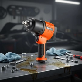 1/2 In Pneumatic Impact Wrench 1100 Ft Lbs Torque 8000 Rpm Automotive Repair ToolMax Reverse Torque Range: 1000-2000 ft-lbf, Form: Gun Type