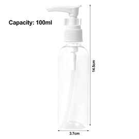 Xzeemo Pack of 3 100 ml Pump Bottles, Refillable, Transparent Travel Bottles, Plastic Pump Dispenser, Soap Dispenser for Cosmetic Lotion, Shampoo, Liquid Soap for Home, Travel, Business Trip