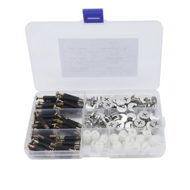 Yuhtech Cam Bolt Nut Dowel, 108 Pcs Flat Furniture Connector Fixing Screw for Furniture, Cabinet, Wardrobe, with Locking Cam Fitting, Dowel Screws, Pre- Inserted Nut