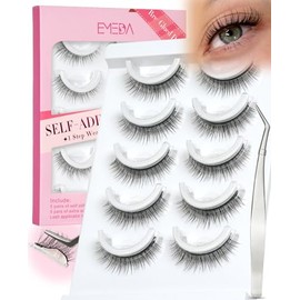 EMEDA Pestañas autoadhesivas de aspecto natural, sin pegamento, pestañas de 0.394 pulgadas, prepegadas, impermeables, sin pegamento, no necesita pegam