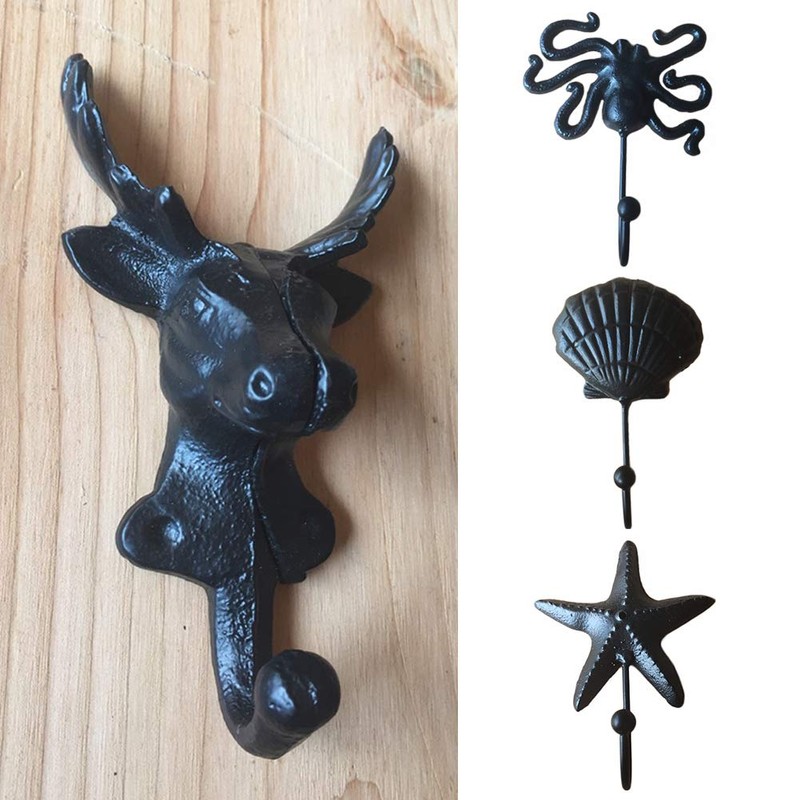 Hook Hanger, Cast Iron Whale Tail Shaped Decorative Wall Hook,