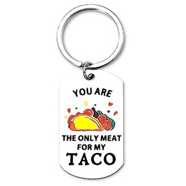 I Love You Gifts for Him Boyfriend Taco Gift Funny Anniversary Keychains for Men Husband Fiance Birthday Valentines Day Gifts from Girlfriend Wife Fiancee - You Are The Only Meat for My Taco Keychain