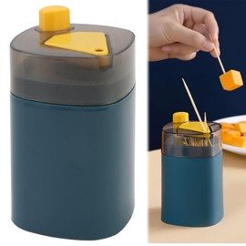 witeup Toothpick Case, 1 Second Automatic Ejection by Pressing Toothpick Box, Portable Dustproof Toothpick Organiser for On the Go or Home, Blue