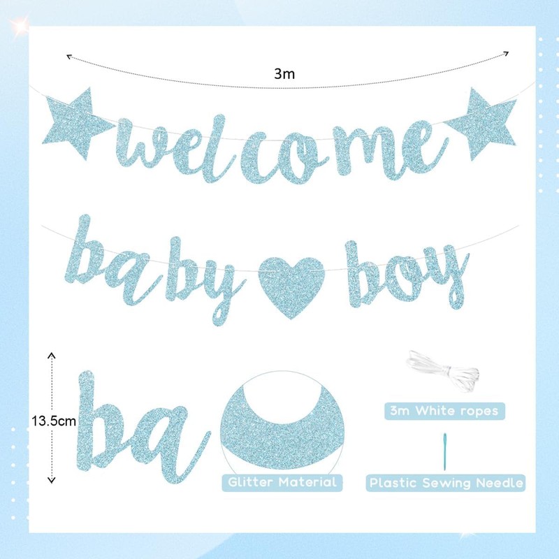 Blue Welcome Baby Banner, Welcome Back, Home Banner Decoration with