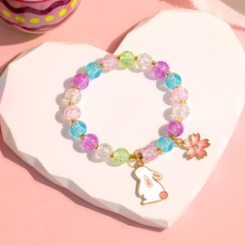 Parma77 Easter Gifts for Girls, Adjustable Bunny Bracelet Basket Stuffers with Rabbit Card for Kids, Teens, Women