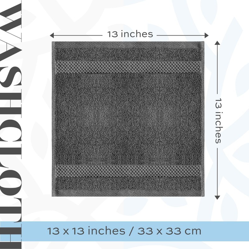 White Classic Luxury Washcloths for Bathroom-Hotel-Spa-Kitchen-Set - Circlet Egyptian Cotton