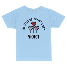 My First Valentine's Day Violet Toddler Kids T-Shirt 2T Light Blue