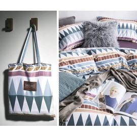 Bohemian Duvet Cover Striped Ethnic Boho Reversible Southwestern 400TC Cotton Bedding 3pc Set Navy White Orange Modern Geo Aztec Print (Teal Rust, Queen)