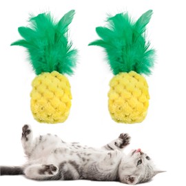 Andiker 2PCS Cat Chew Toys, Cute Pineapple Shape Soft Cat Plush Toys with Smooth Skin-Friendly Plush Fabric Containing Catnip Entertaining Interactive Cat Toy for Indoor Cats and Kitten