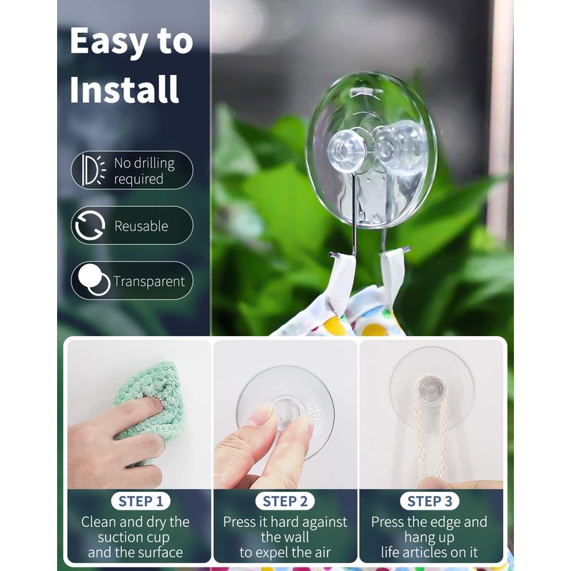 Pawfly 20 Pack Clear Suction Cups 1.8 Inch PVC Plastic