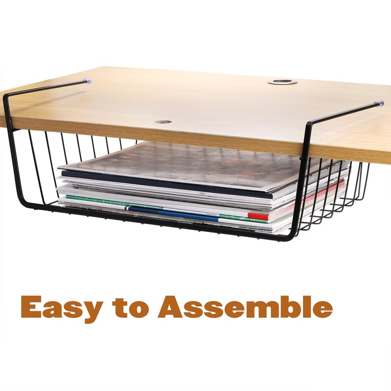 Tebery 2 Pack Black Under Shelf Wire Basket, Hanging Storage