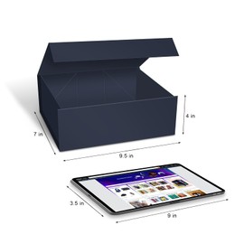 NOVELTYBOXUSA 9x7x4 in Blue Gift Box 3 Pack Magnetic Gift Box with Lids Ribbon Large Gift Boxes for Groomsmen,Proposal,Wedding Birthdays, Mother's Day