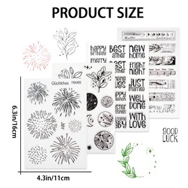 Modixun 4 Themes 45Pcs Clear Stamps, Retro Rubber Clear Stamp, Transparent Silicone Stamps Seal for DIY Scrapbooking Card Making Decoration, Style C