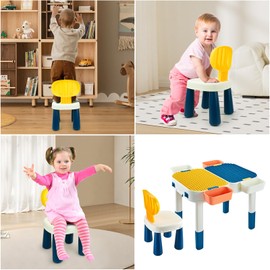 RedCrab Kids Plastic Toddler Building Block Chair, 10.0" L x 10.2" W x 17.1" H, Indoor/Outdoor Playroom, Kindergarten, School, Suitable For 2 Years Old and Above