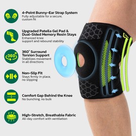 aoFIT Knee Brace (One Size:Medium) with Dual Stabilizers & Patella Gel Pads, 4-Way Adjustable Straps for Arthritis, ACL Injury Fast Recovery, Sports Support Breathable for Women & Men(Dove Fuchsia)