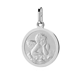 NKlaus Pendant Small Guardian Angel 333 Yellow Gold 925 Silver 14 mm Engraving Gott schütze Dich, Sterling Silver