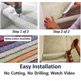 CarpetKrin, Non-Slip Nosing for Carpeted Stairs, x5Pcs, More Colors, 10 inches to 70 inches (16x2 Inches; Beige-Gravel Color with SG3 Traction)