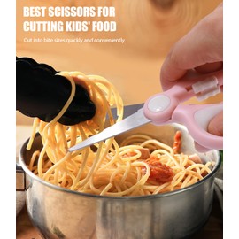 Baby Food Scissors Kicthen Shears -2Pack Portable Healthy Kids Scissors,Stainless Steel Scissor with Storage Travel Case - Ideal for Cutting Meat, Chicken, Vegetables, and Fruits