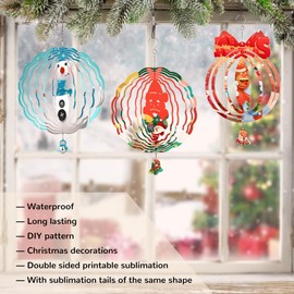 Sublimation Wind Spinner Blanks, 6 Pack 10 Inch 3D Aluminum Metal Hanging Wind Spinner Bulk for Garden Yard Outdoor, Window Porch Decoration for Heat Press Transfer DIY