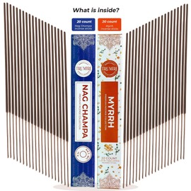 Trumiri Incense Sticks - Combo Pack of 35 Insence-Sticks - 15 Nag Champa + 20 Myrrh - Insenses - Insents - Incents - Inscense - Incence - Incienso - All Natural Incense Sticks