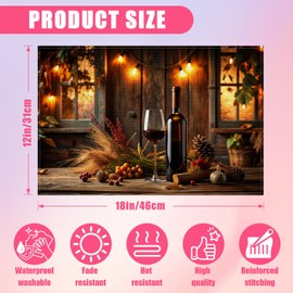 Wine Placemats Set of 6,12x18 Inch Vintage Wine Glass Linen Place Mat Washable Stain Resistant Table Mats forCountry Winery Artisanal Farmhouse Kitchen Party Home Decor