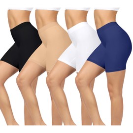 BESTENA 4 Pack Slip Shorts for Women Under Dress, Anti Chafing Seamless Smooth Boyshorts Panties Boxer Briefs for Women(BWNB X-Large)
