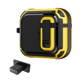 Airpods 3 Case Cover with Lock Lid,Rugged Shell Shockproof Airpods 3 Case Cover with Keychain and Removal Tool. (Yellow+Black)