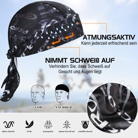 GXCROR Cooling Do Rags for Men Sports Bandanas Cap Skull Caps for Men Breathable Women Skull Cap Helmet Liner Cycling Hat Durags for Outdoor Activities, Blue Logo+orange Logo, One Size