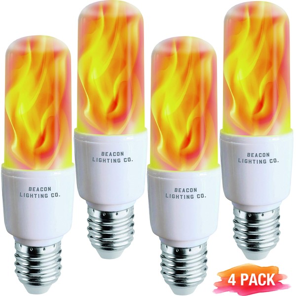 Flickering LED Flame Light Bulbs E26 LED Bulb with Gravity Sensor Flame Bulb for Home Hotel Bar Party Decoration - 4 Pack