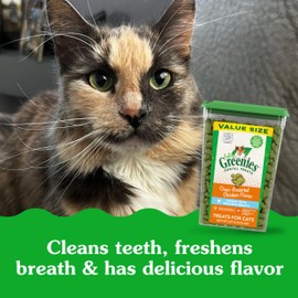 Greenies Feline Adult Dental Cat Treats, Oven Roasted Chicken Flavor, 9.75 oz. Tub