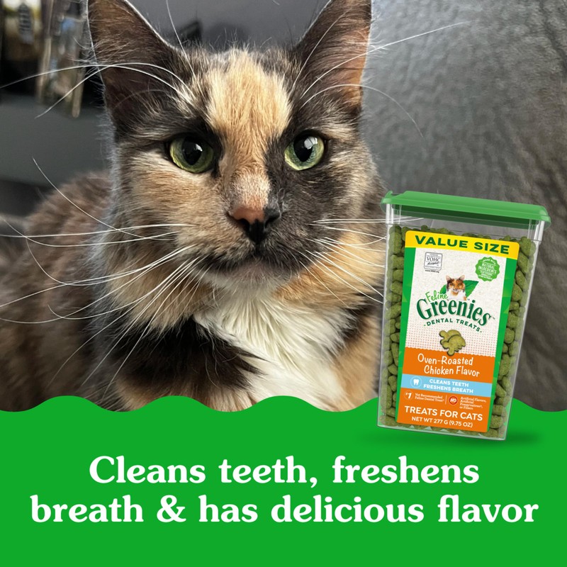 Greenies Feline Adult Dental Cat Treats, Oven Roasted Chicken Flavor,