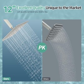 SR SUN RISE 12 Inch Rain Shower Head, High Pressure Rainfall Showerhead Large Waterfall Shower Head Ultra Thin Water Saving, Brushed Nickel 304 Stainless Steel