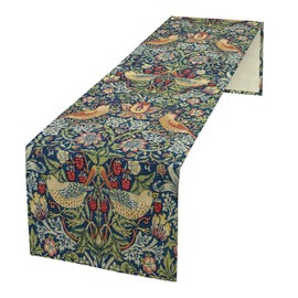 ICMOLYYENLO William Morris Table Runner Vintage Strawberry Thief Print Table Runner for Home Kitchen Table Set 13x108 Inch