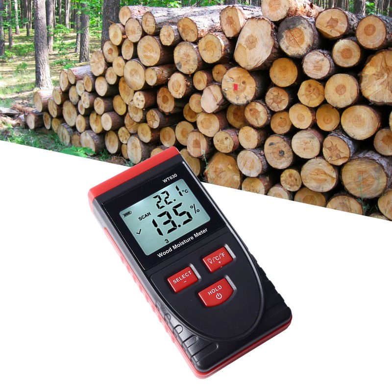 Wood Moisture Meter High Accuracy Non Destructive Backlit Display Wood