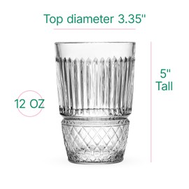 GLASSIQUE CADEAU Vintage Pineapple Gin and Rum Highball Cocktail Glasses | Set of 4 | 12 oz Tall Heavy Crystal Tumblers for Drinking Long Bar Drinks | Tropical Glassware Collection