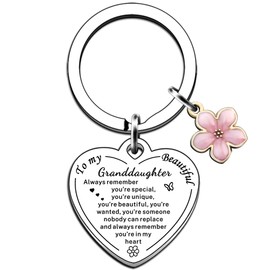 AMZQ To My Granddaughter Keyring Inspirational Granddaughter Birthday Gifts Granddaughter Jewelry for Graduation Christmas Gifts from Grandad Grandfather Nanny Grandma
